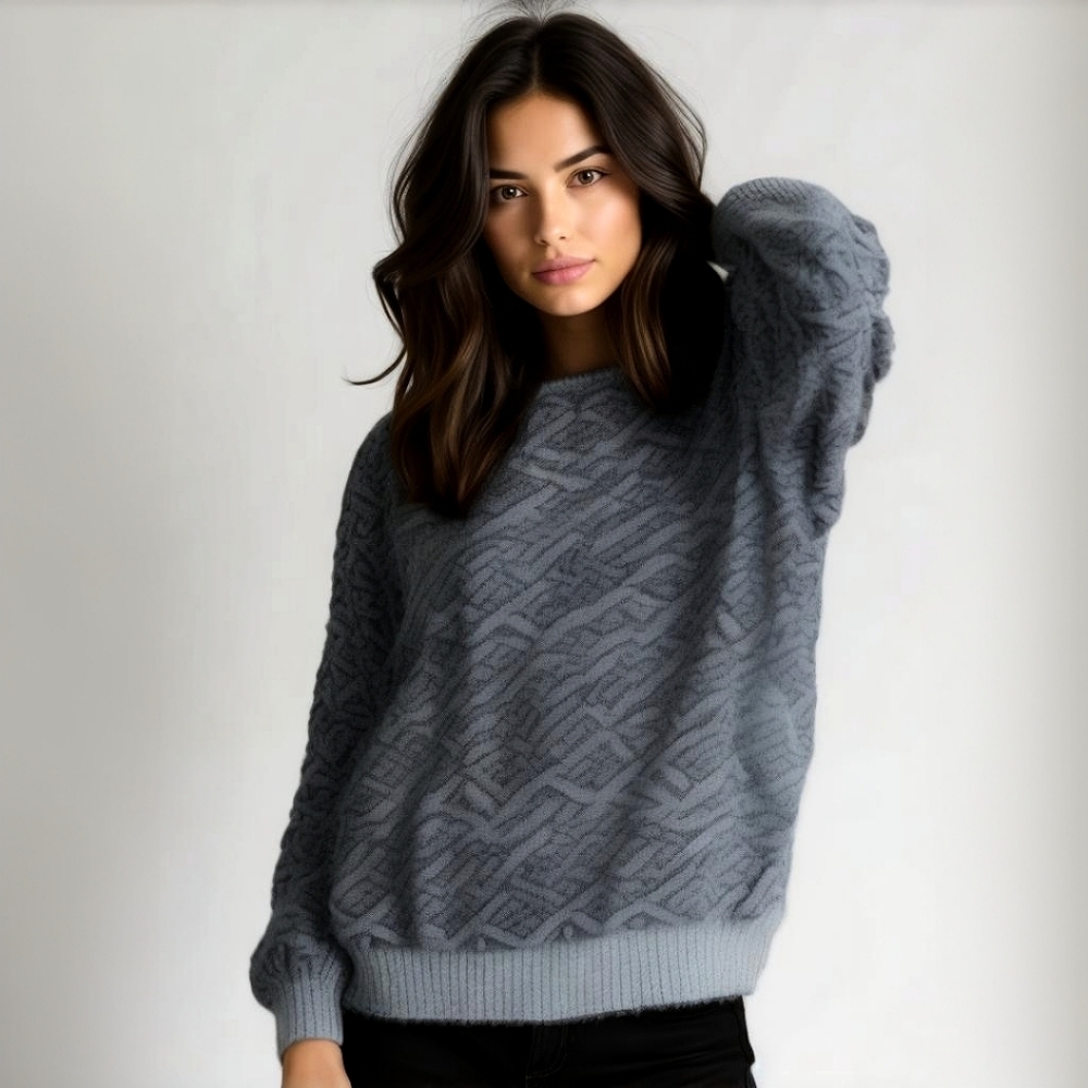 Vintage Italian Chunky Wool Blend Crewneck Sweater | Made in Italy